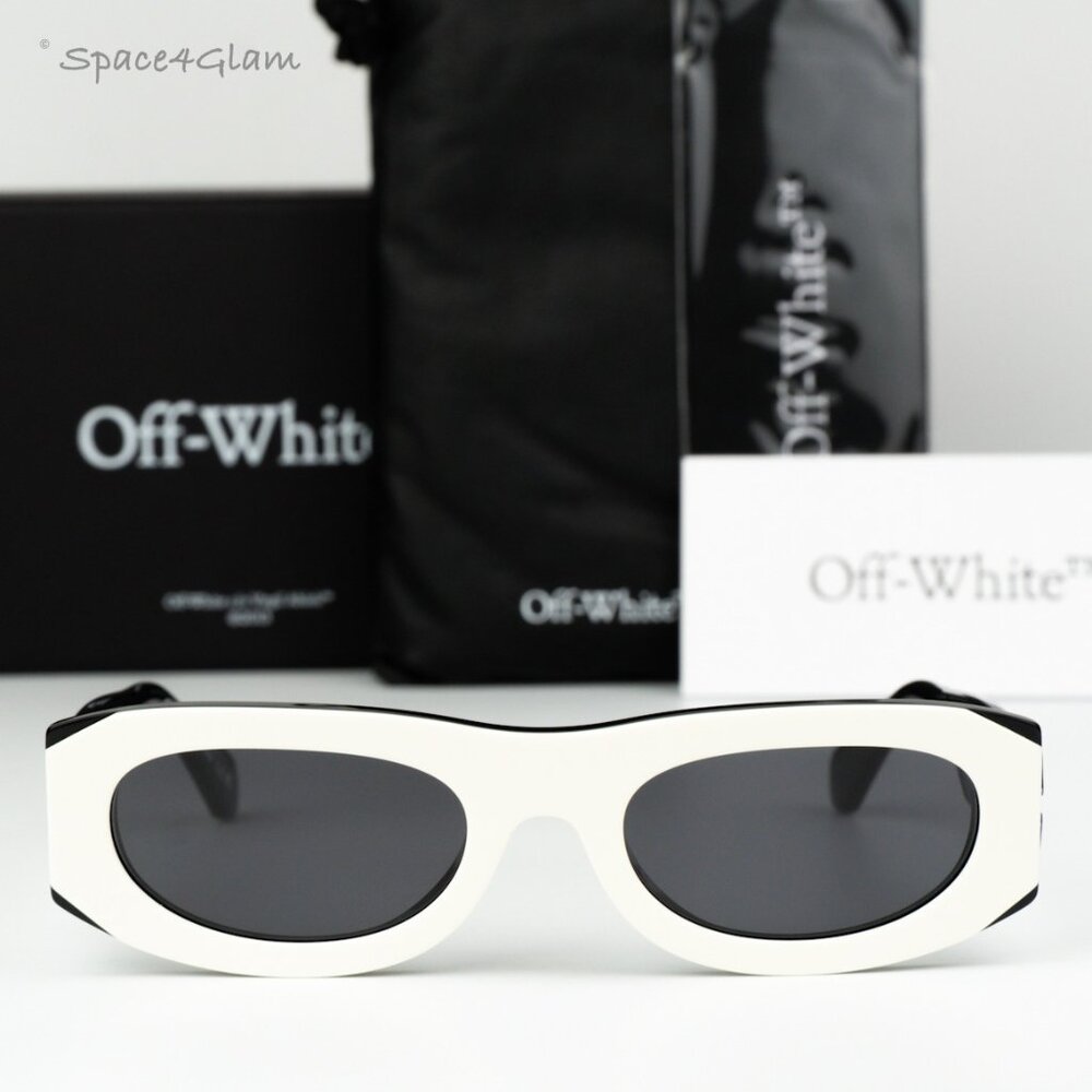 Off-White Men Sunglasses White Black Grey Oval OERI13O ORLANDO 0107 BRAND NEW